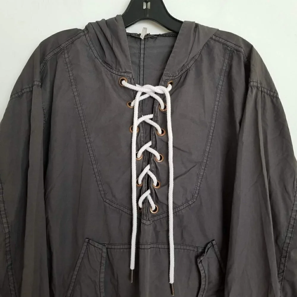 Free People Poplin Lace Pullover Hooded Jacket Sm